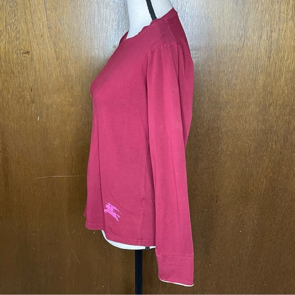 Burberry Brit Crew Neck Cuffed Sleeve Shirt Red Large - Picture 2 of 9